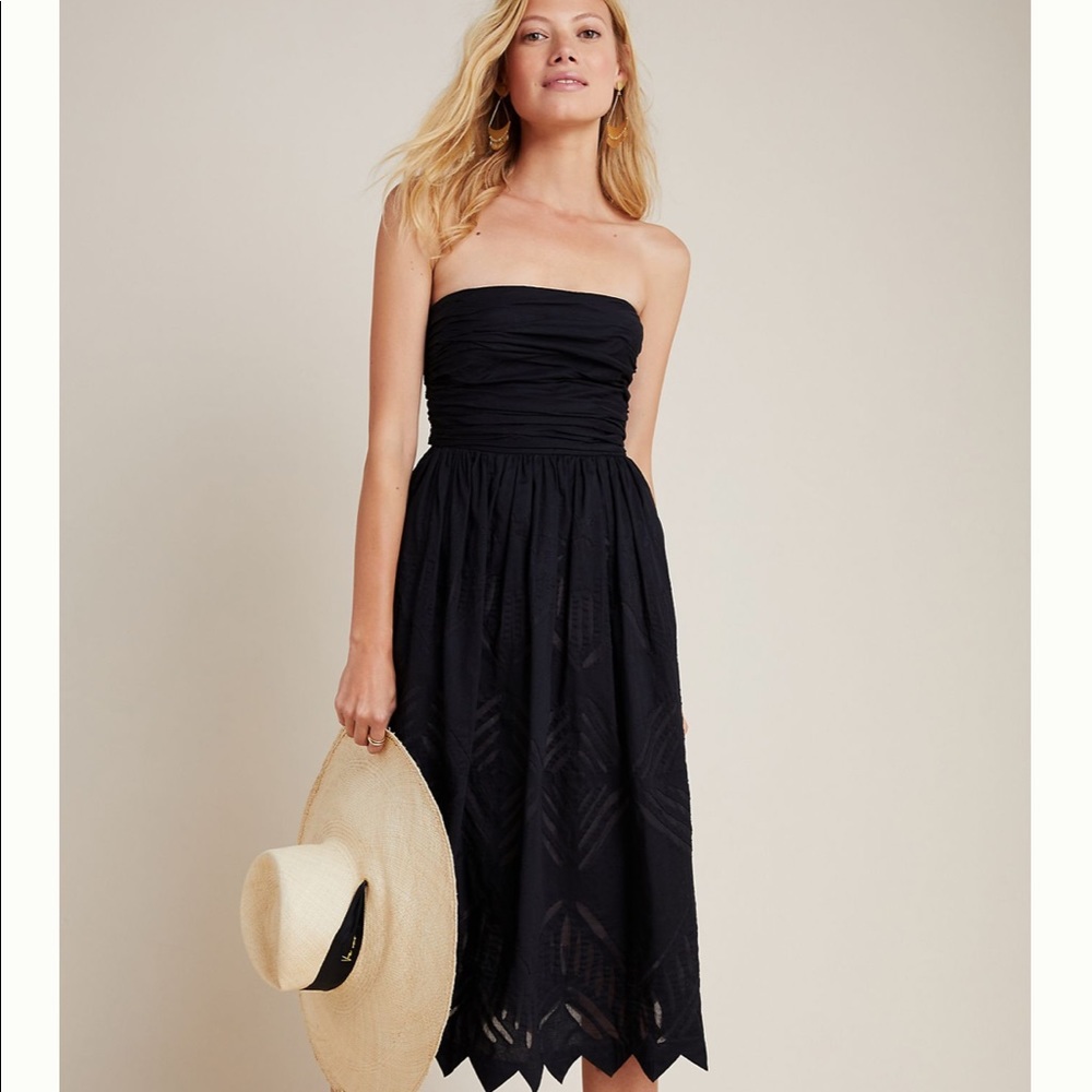 Anthropologie Luiza Black Midi Dress